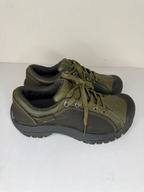 Keen Shoes Women's Size 6.5 Presido Suede Leather Sneaker Lace Up Olive Green